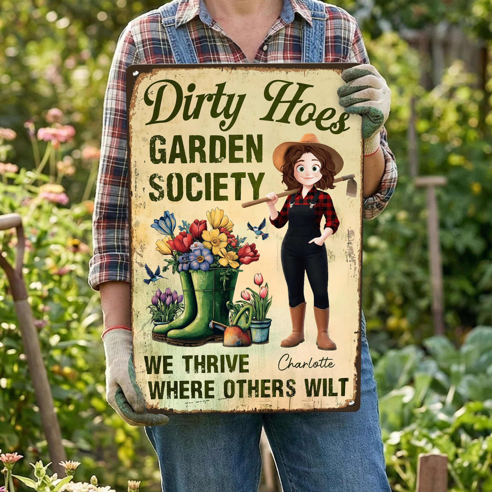 Personalized Garden Society Sign for Gardeners - Humorous Outdoor Decor Sign MagicInPrints