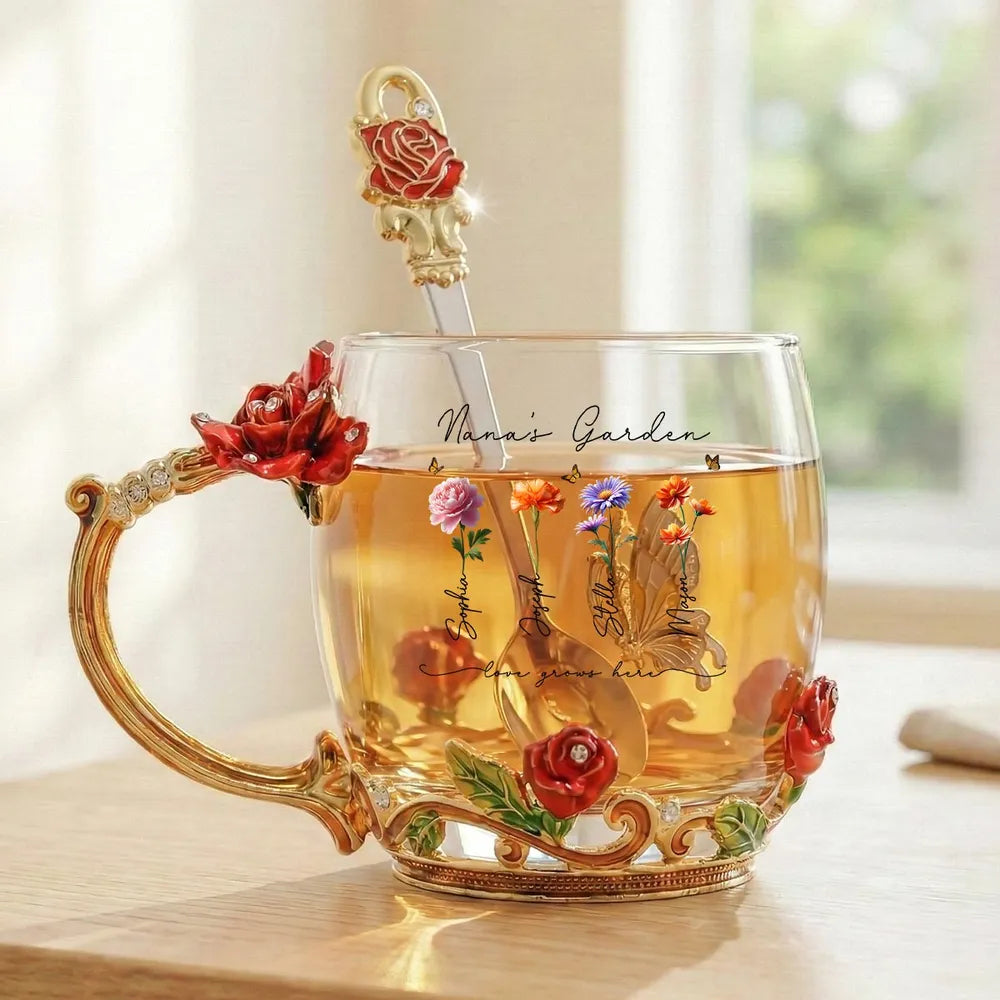 Personalized Glass Mug for Nana with Floral Design - Perfect Gift for Mother's Day or Birthday Cup MagicInPrints