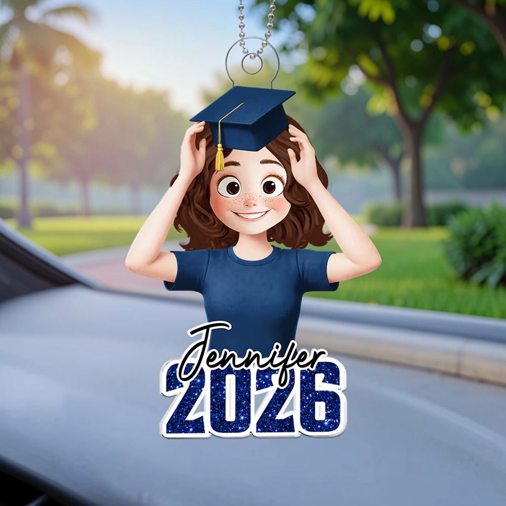 Custom Graduation Car Ornament for Graduates - Class of 2026 Car Hanger MagicInPrints