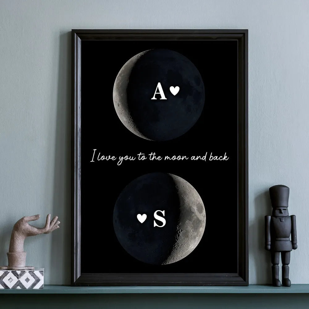 Personalized Moon Phase Wall Art for Couples - Romantic Valentine's Gift Poster or Canvas MagicInPrints