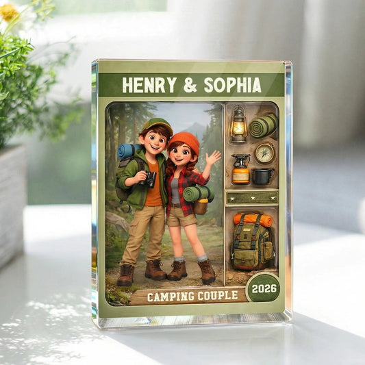 Personalized Camping Couple Acrylic Block for Outdoor Enthusiasts - Anniversary Gift Plaque MagicInPrints