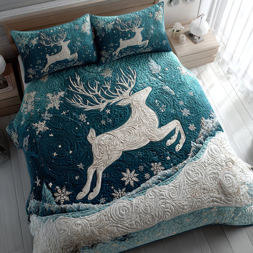 Embrace the Magic of Winter – Personalized Quilted Bedding Set – Gift for Home Decor Lovers Quilted Bedding Set V2 MagicInPrints