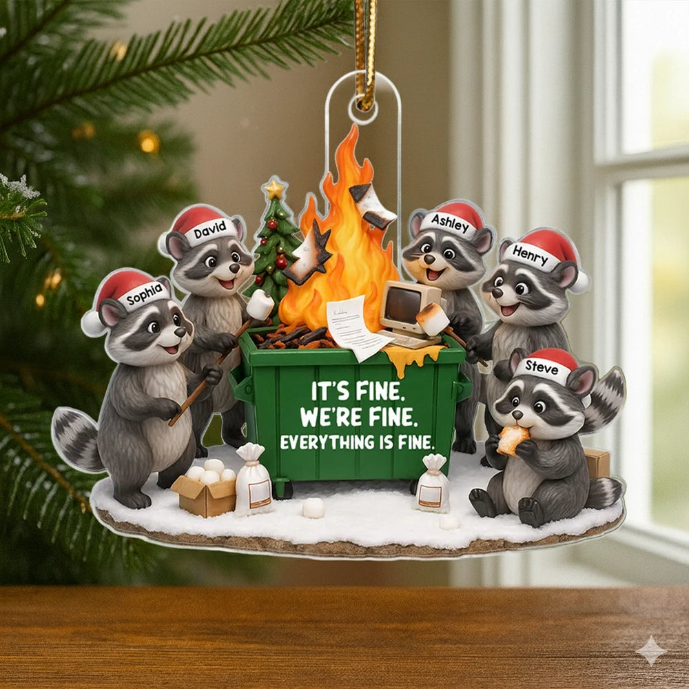 Personalized Raccoon Family Christmas Ornament - Funny Holiday Decor Ornament MagicInPrints