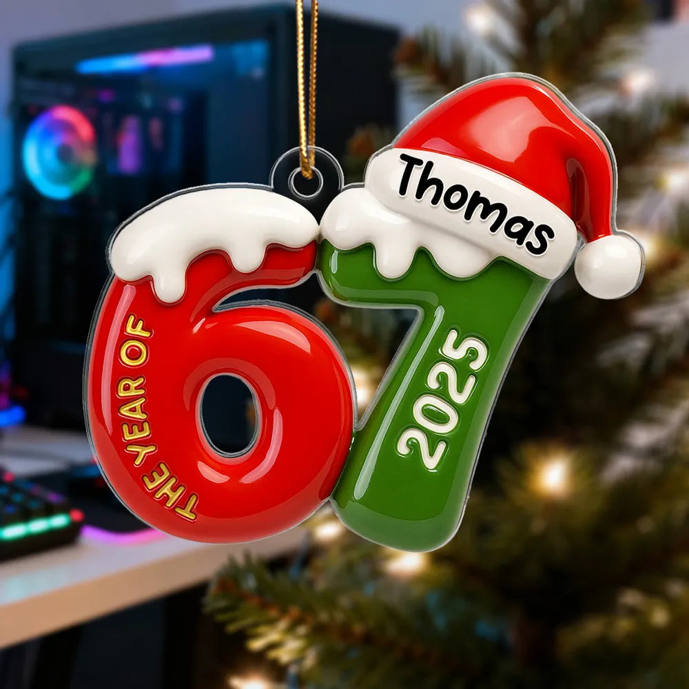 Personalized 2025 Christmas Ornament for 67th Birthday - Festive Holiday Decoration Ornament MagicInPrints
