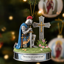 Load image into Gallery viewer, &quot;Put on the full armor of God&quot; - Personalized Kneeing Knight Ornament - Custom Gift for Christians Ornament MagicInPrints
