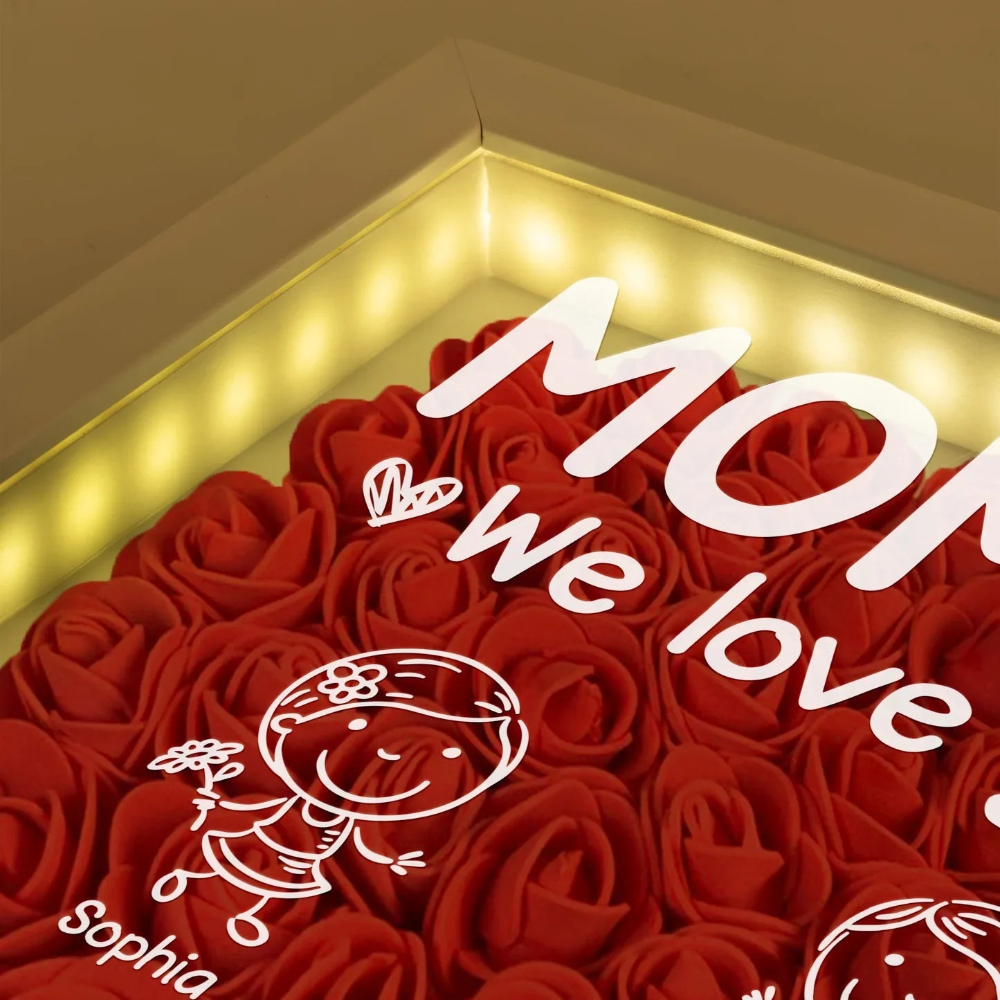 Custom LED Shadow Box for Mom with Kids' Names - Mother's Day Gift Plaque MagicInPrints