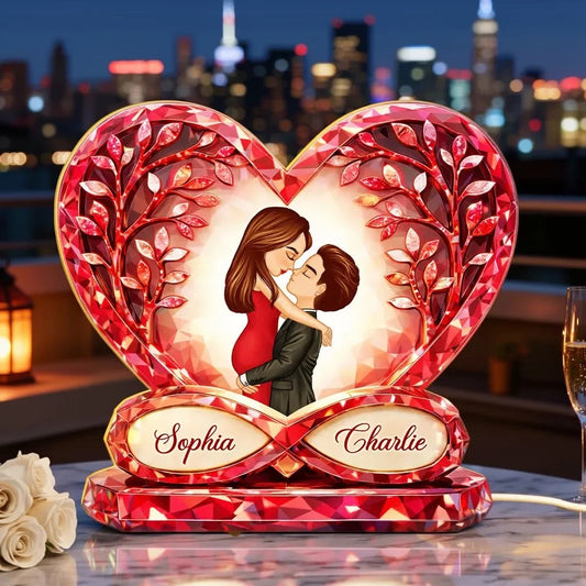 Personalized Heart-Shaped LED Lamp for Couples with Romantic Design - Anniversary Gift Plaque MagicInPrints