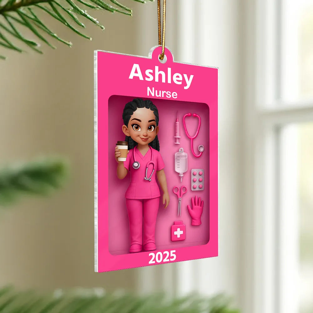Personalized Nurse Ornament for Healthcare Professionals - 2025 Holiday Gift Ornament MagicInPrints