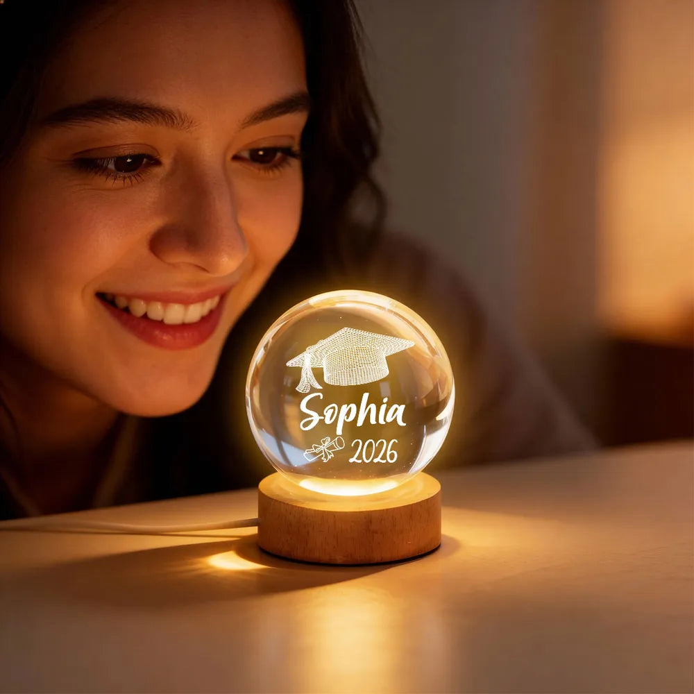 Personalized Graduation Crystal Ball Lamp for Graduates - Class of 2026 Gift Lamp MagicInPrints