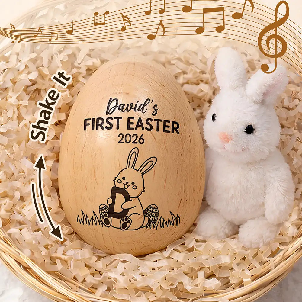 Personalized Wooden Easter Egg for Kids - First Easter Keepsake 2026 Musical Instruments MagicInPrints