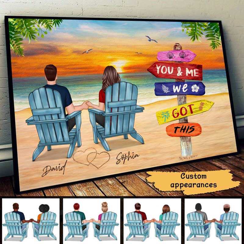 Personalized Beach Sunset Canvas Art for Couples - Romantic Home Decor Poster or Canvas MagicInPrints