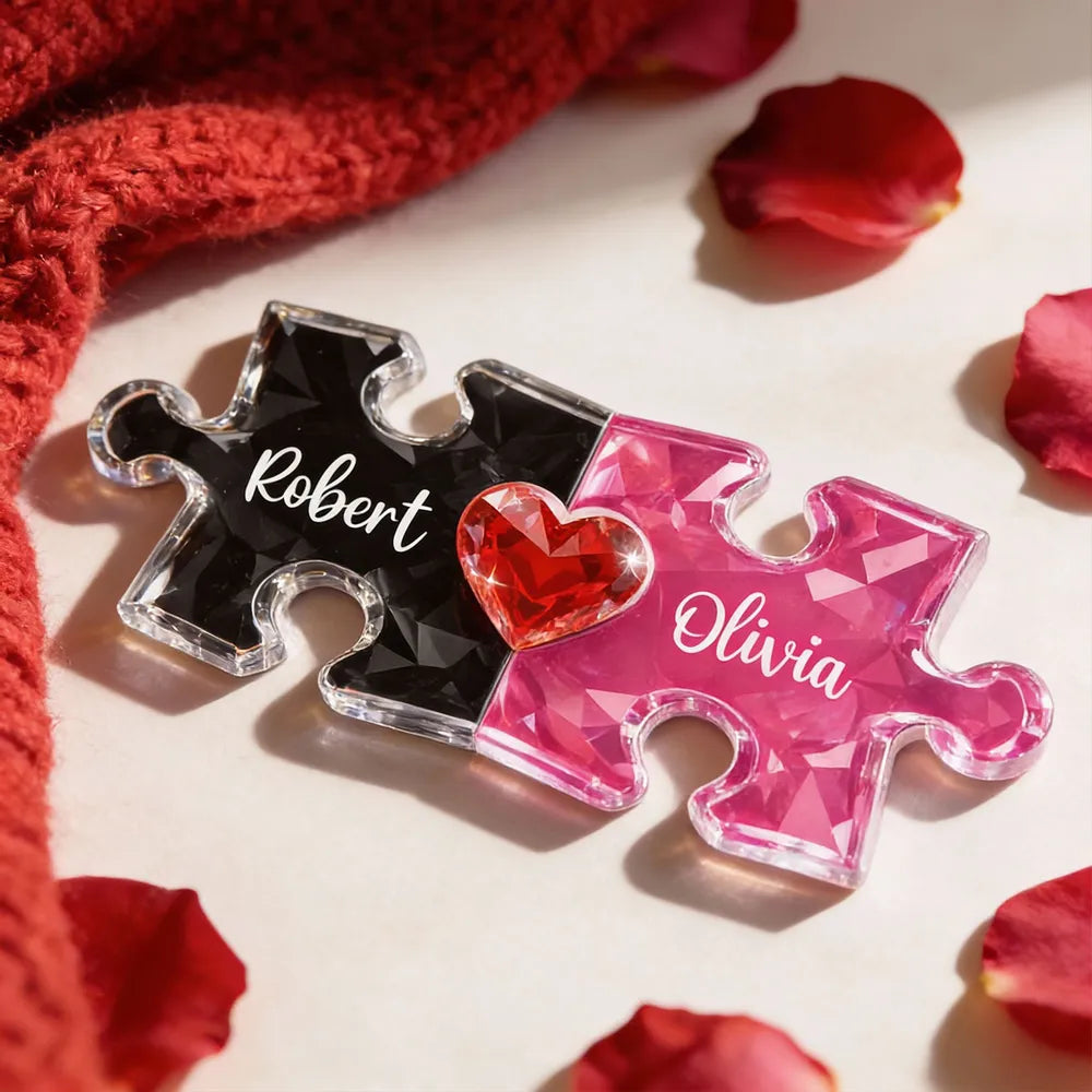 Personalized Puzzle Piece Keepsake for Couples with Heart Design - Romantic Gift Plaque MagicInPrints