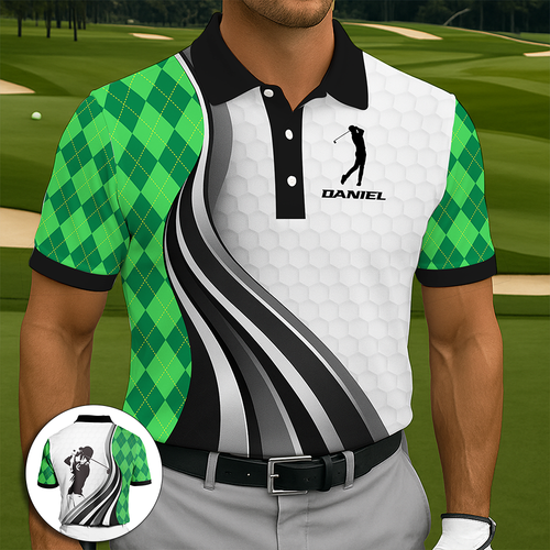 “Swing in Style!” - Personalized Golf Polo Shirt - Custom Gift for Golfers, Dads, Friends & More Polo Shirts MagicInPrints