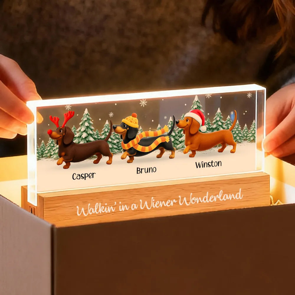 Personalized Dachshund Christmas Light Decor for Dog Lovers - Festive Holiday Display Plaque MagicInPrints