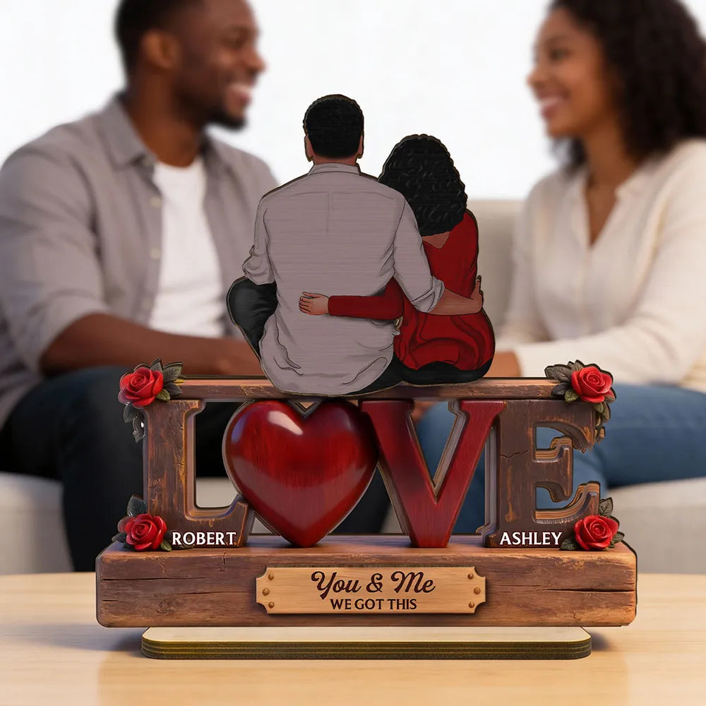 Personalized Couple Wooden Sculpture for Lovers - Romantic Gift Plaque MagicInPrints