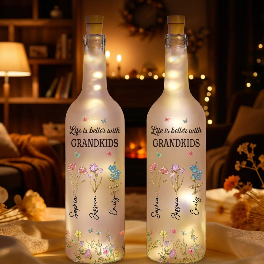 Personalized LED Wine Bottle Lamp for Grandparents - Sentimental Decor Gift Lamp MagicInPrints