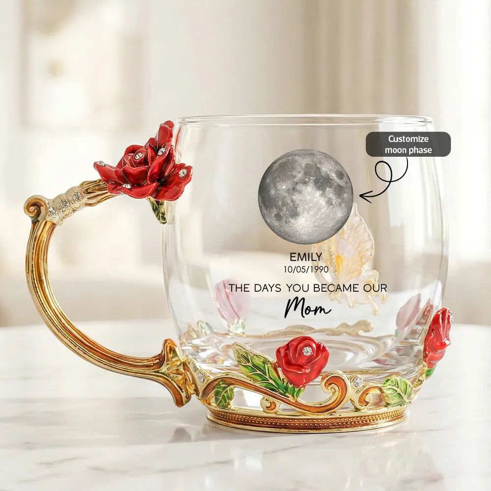 Personalized Glass Mug for Mom with Custom Moon Phase - Mother's Day Gift Cup MagicInPrints