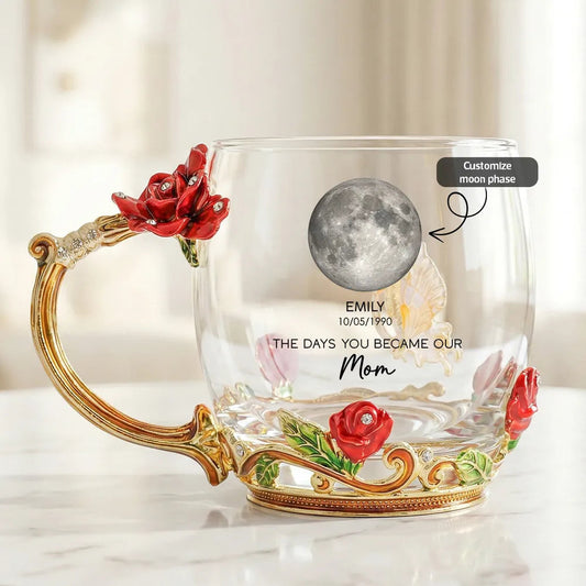 Personalized Glass Mug for Mom with Custom Moon Phase - Mother's Day Gift Cup MagicInPrints
