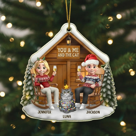Personalized Family Christmas Ornament with Cat - Holiday Decor for Cat Lovers Ornament MagicInPrints