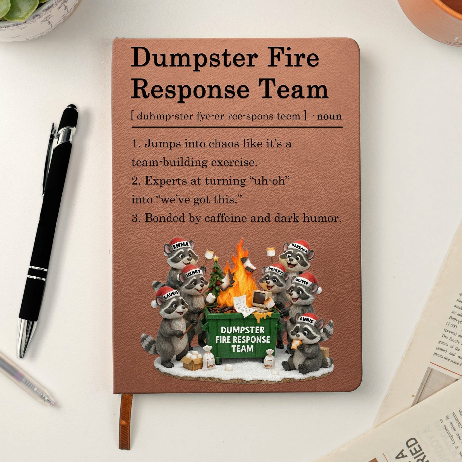 Funny Notebook for Team Building - Dumpster Fire Response Team Humor Gift Stationery MagicInPrints