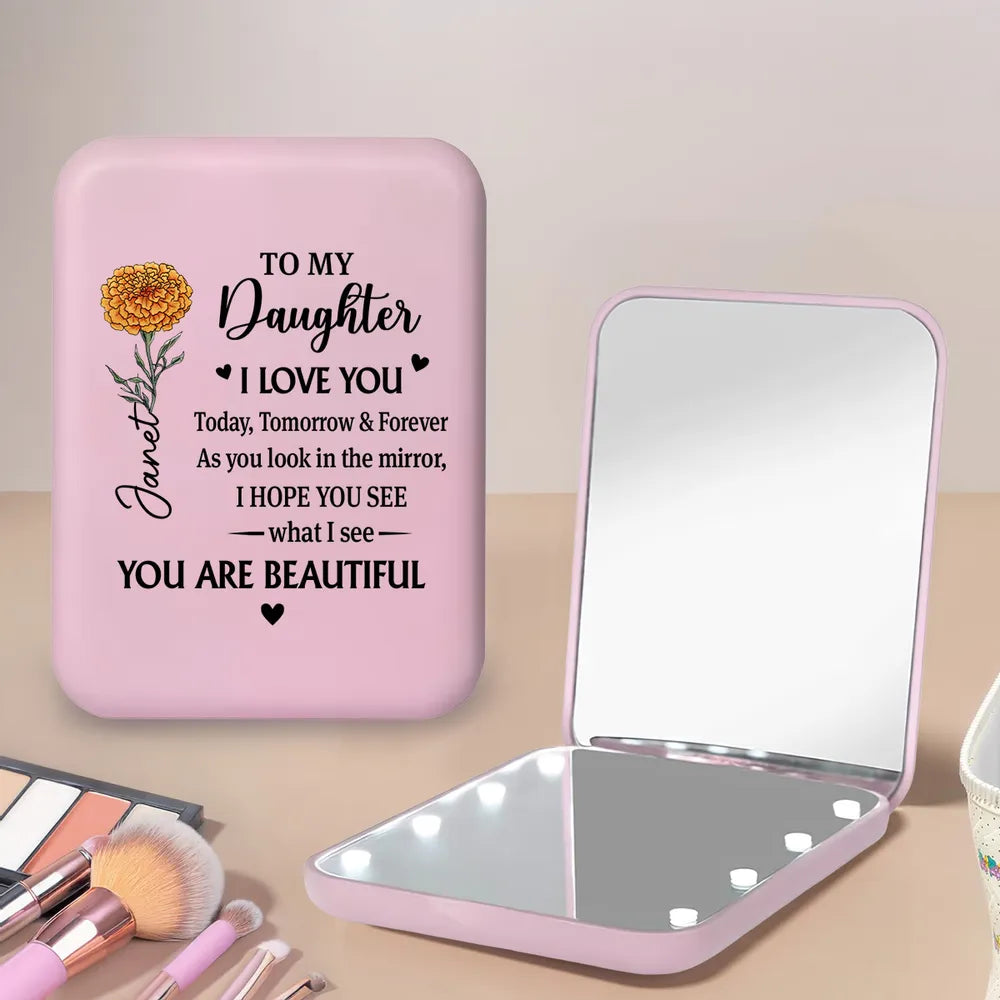 Personalized Compact Mirror for Daughter with Message - Sentimental Gift Beauty Tools MagicInPrints