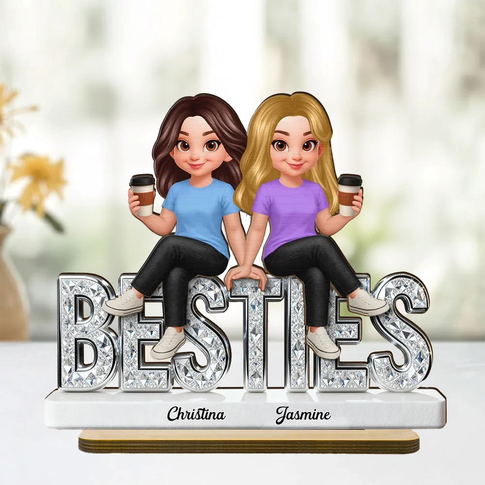 Personalized Best Friends Figurine for Women with Coffee - Friendship Gift Plaque MagicInPrints
