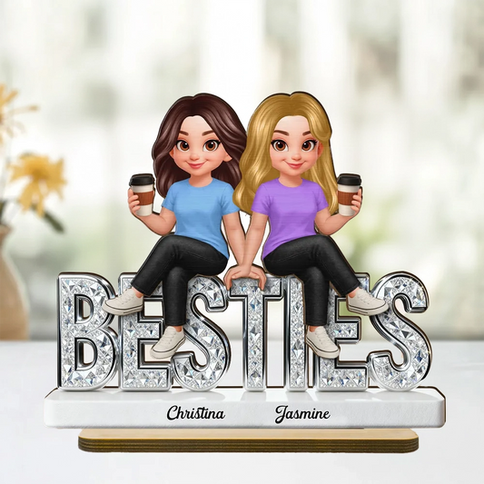 Personalized Best Friends Figurine for Women with Coffee - Friendship Gift Plaque MagicInPrints