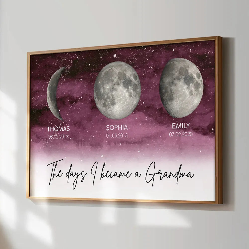 Personalized Moon Phase Print for Grandma - Sentimental Gift Poster or Canvas MagicInPrints
