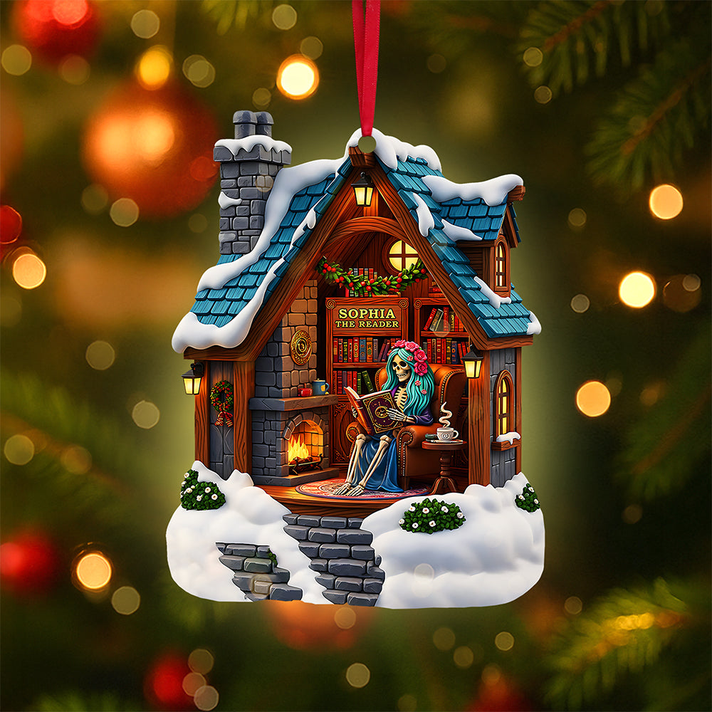 "Celebrate Your Love for Books" - Custom Book Lover Skull Ornament - Unique Personalized Gifts for Readers Ornament PopCulturePrints