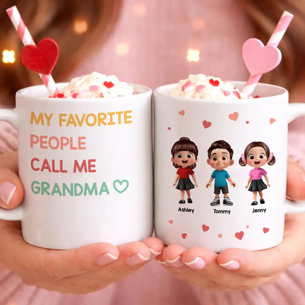 Personalized Grandma Mug for Family - Custom Cartoon Characters Cup MagicInPrints