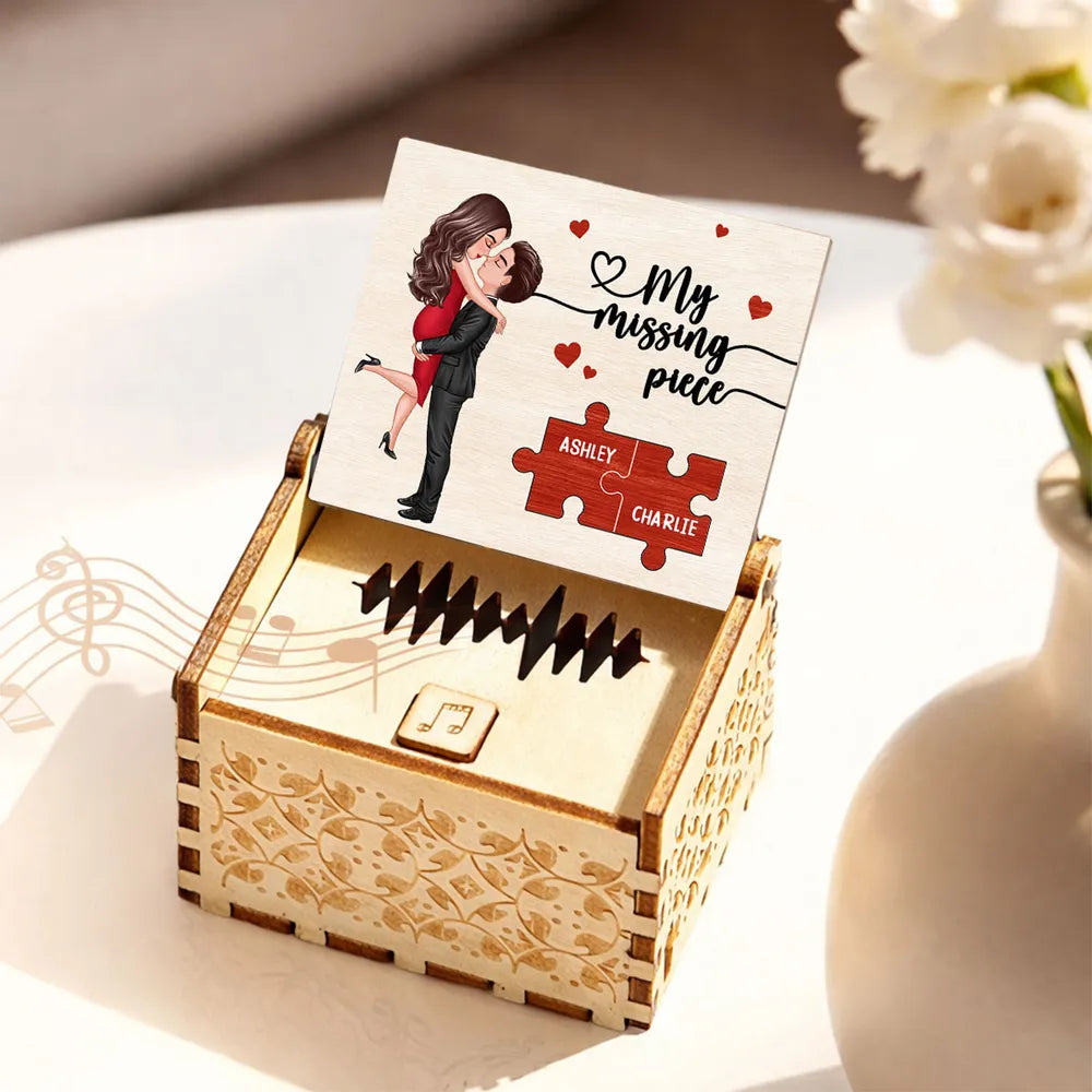 Personalized Wooden Music Box for Couples with Cartoon Design - Romantic Gift for Anniversaries Plaque MagicInPrints