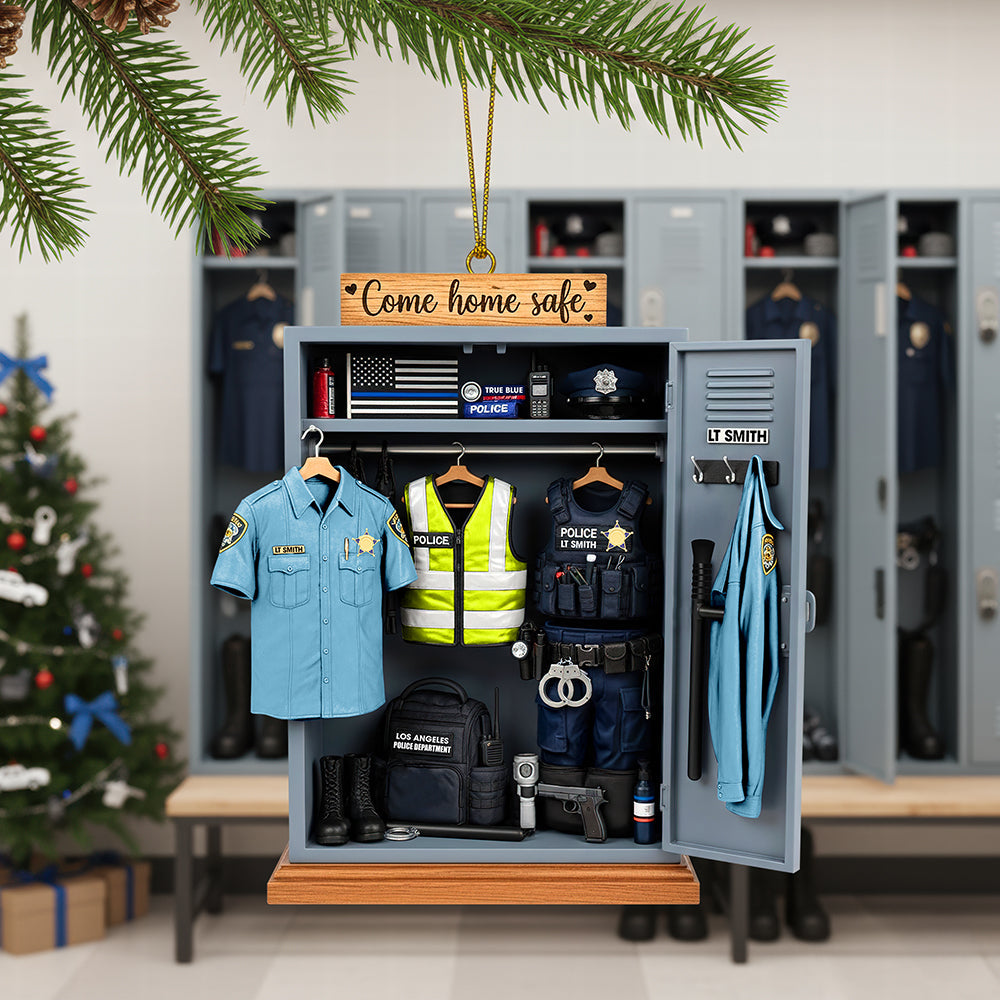 Come Home Safe - Personalized Police Locker Acrylic Ornament - Unique Christmas Gift for Officers and Their Loved Ones Ornament MagicInPrints