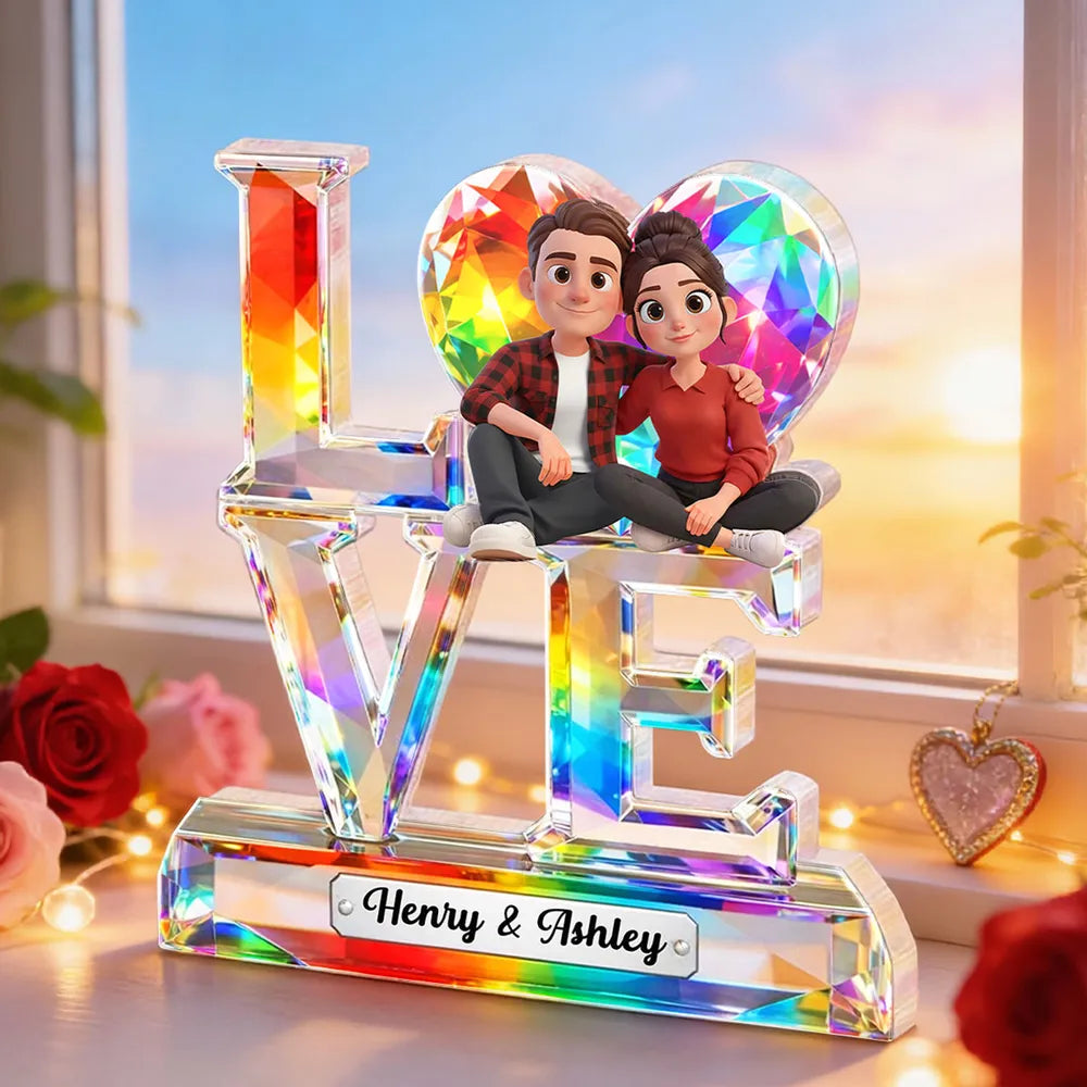 Personalized Crystal Love Figurine for Couples - Romantic Gift Plaque MagicInPrints
