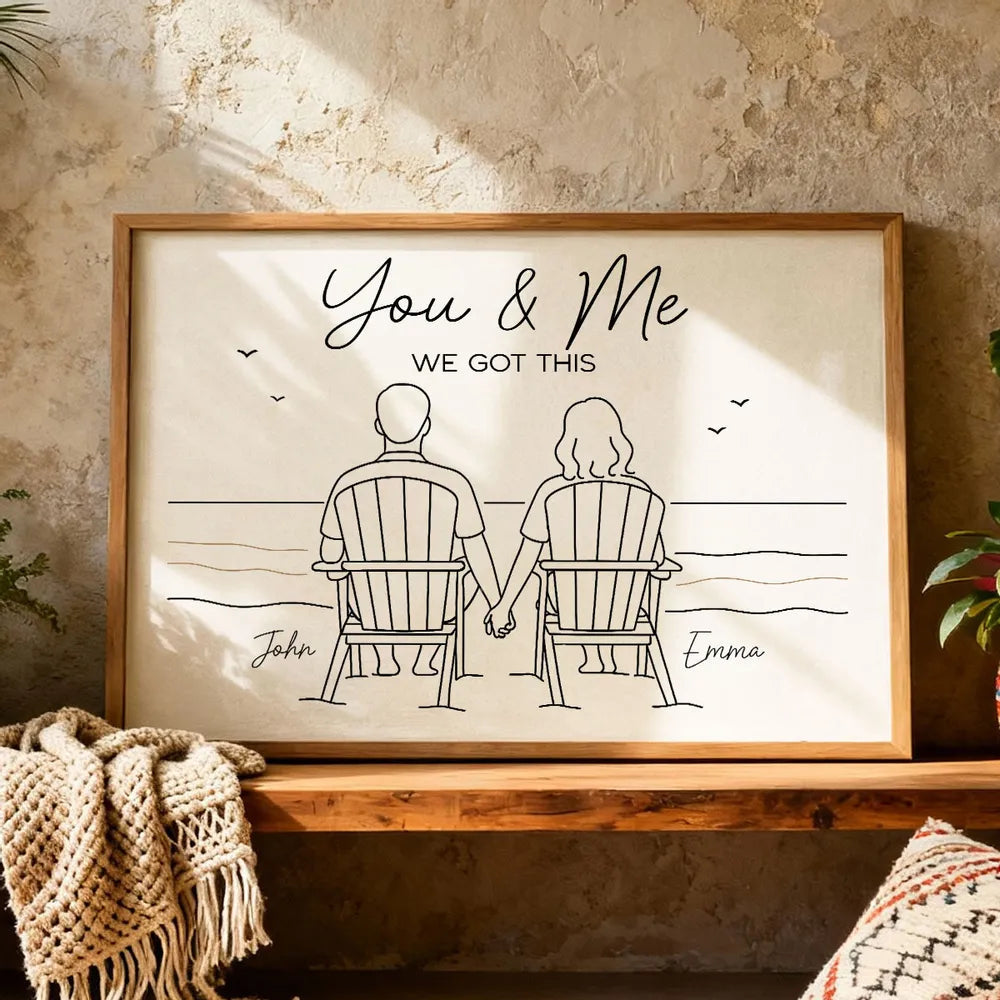 Personalized Couple Illustration Canvas Art - Romantic Gift for Couples Poster or Canvas MagicInPrints