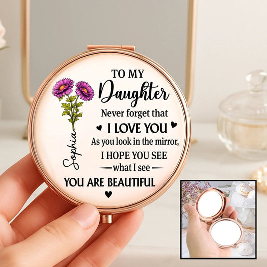 Personalized Compact Mirror for Daughter - Sentimental Gift with Loving Message Beauty Tools MagicInPrints