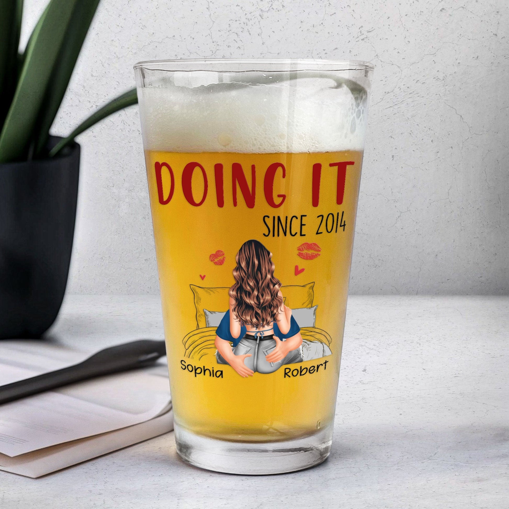 Personalized Funny Beer Glass Set for Couples - Anniversary Gift Cup MagicInPrints