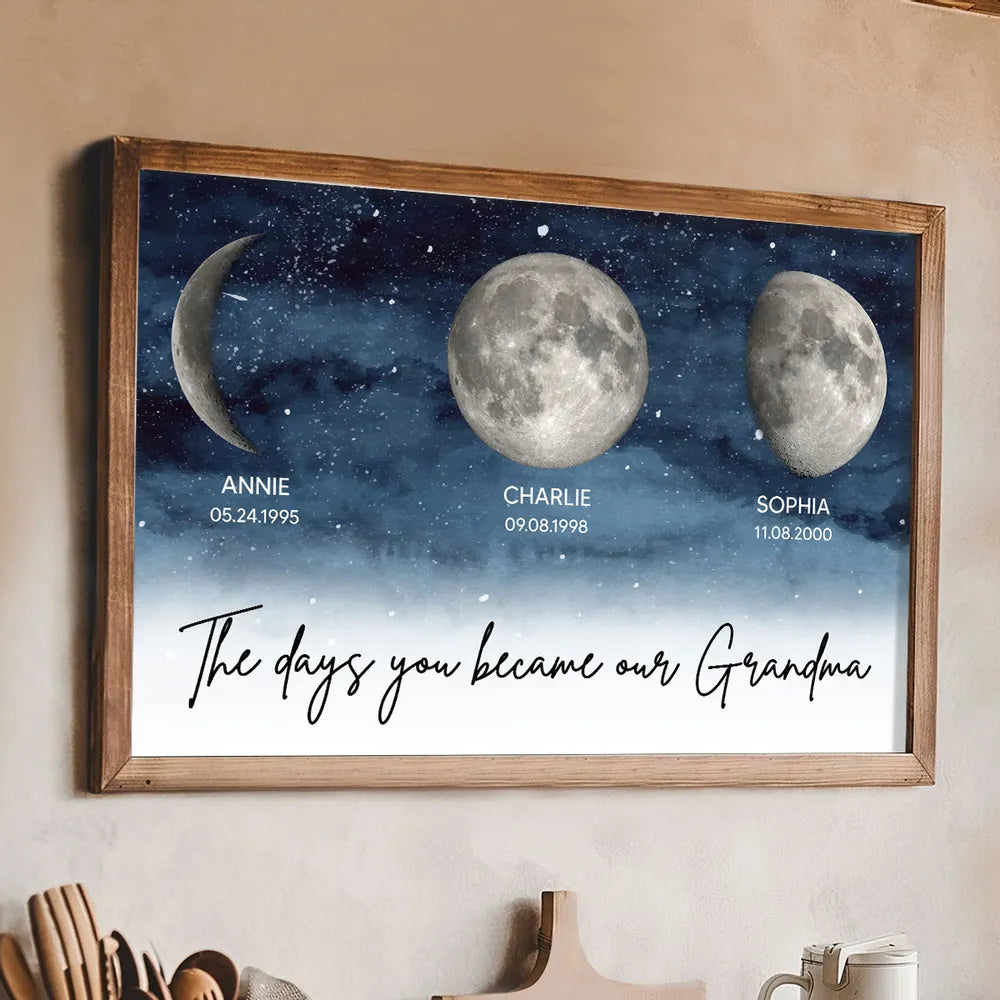 Personalized Moon Phase Wall Art for Grandma - Sentimental Gift Poster or Canvas MagicInPrints