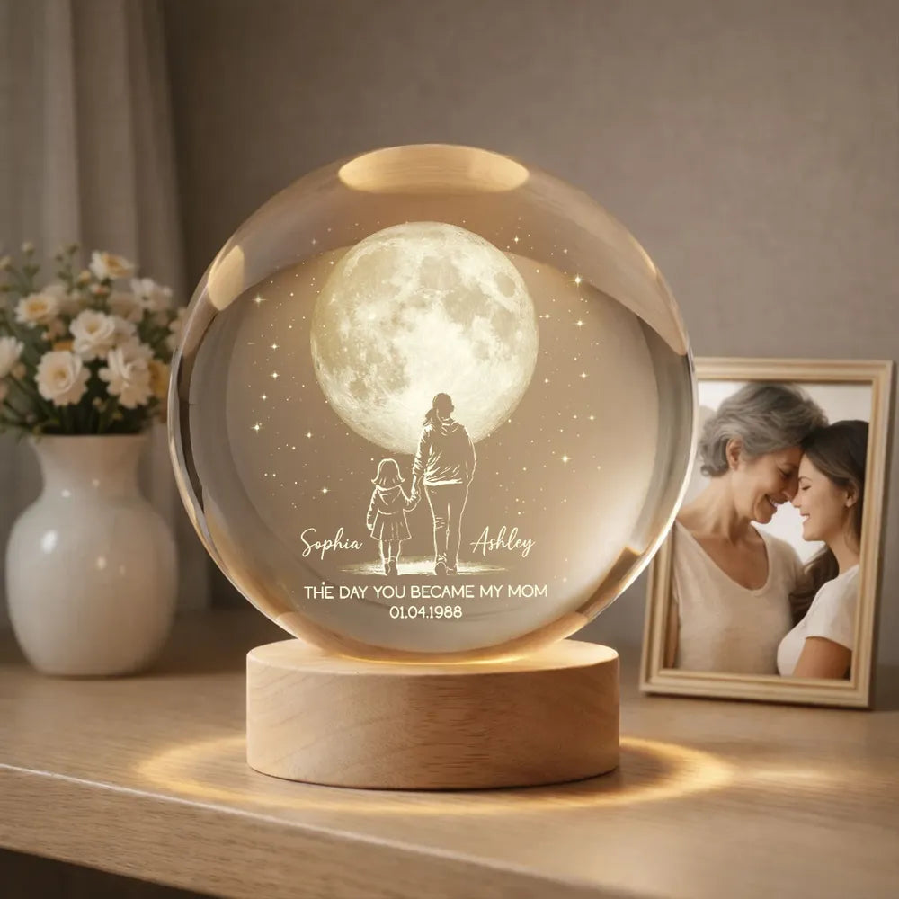 Personalized LED Night Light for Mom - Custom Moon Globe with Date Lamp MagicInPrints