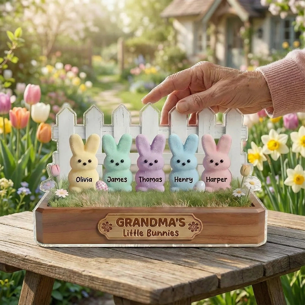 Personalized Bunny Family Garden Decor for Grandma - Easter Gift Plaque MagicInPrints