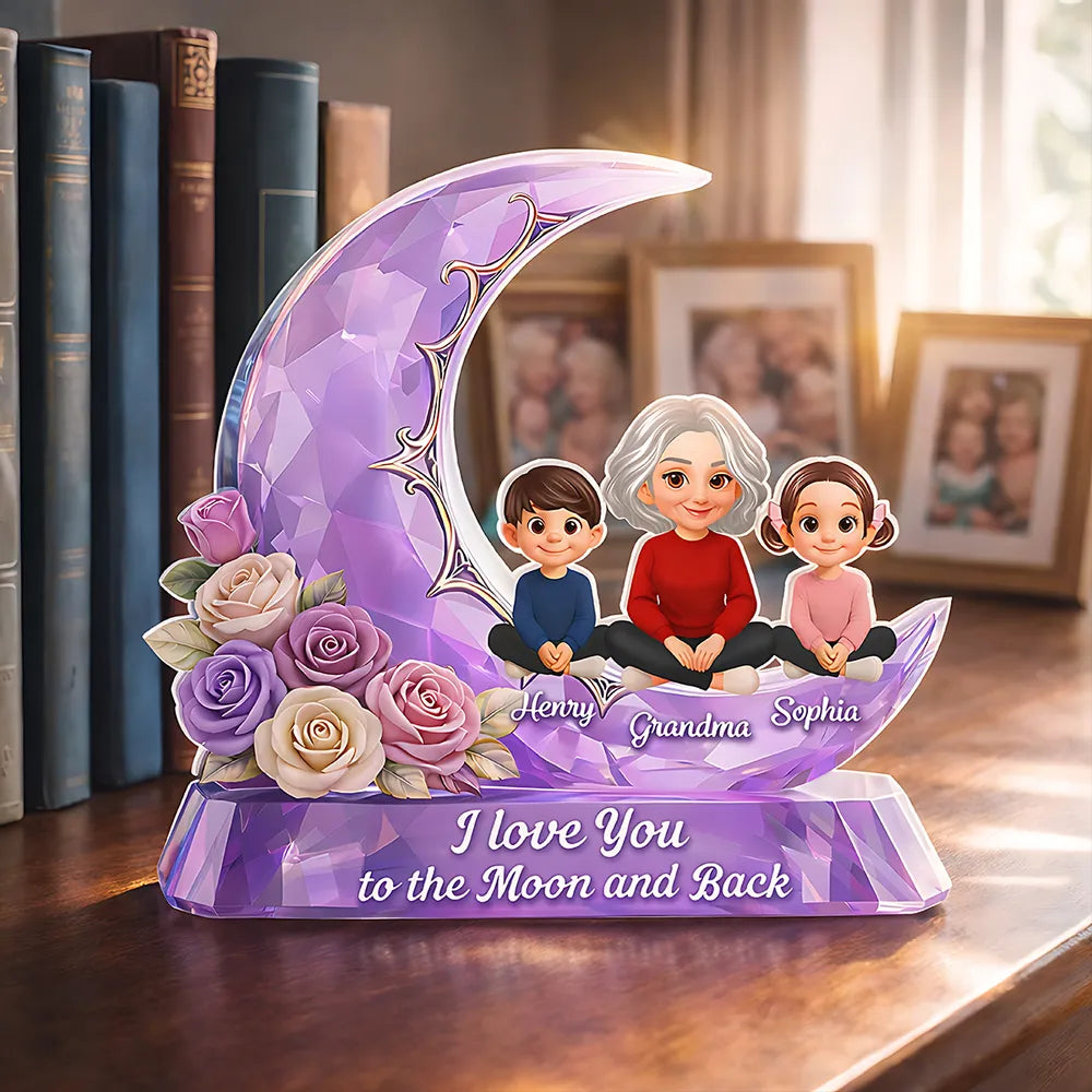 Personalized Moon and Back Acrylic Plaque for Grandma - Sentimental Gift Plaque MagicInPrints
