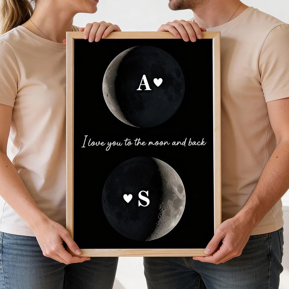 Personalized Moon Phase Wall Art for Couples - Romantic Valentine's Gift Poster or Canvas MagicInPrints