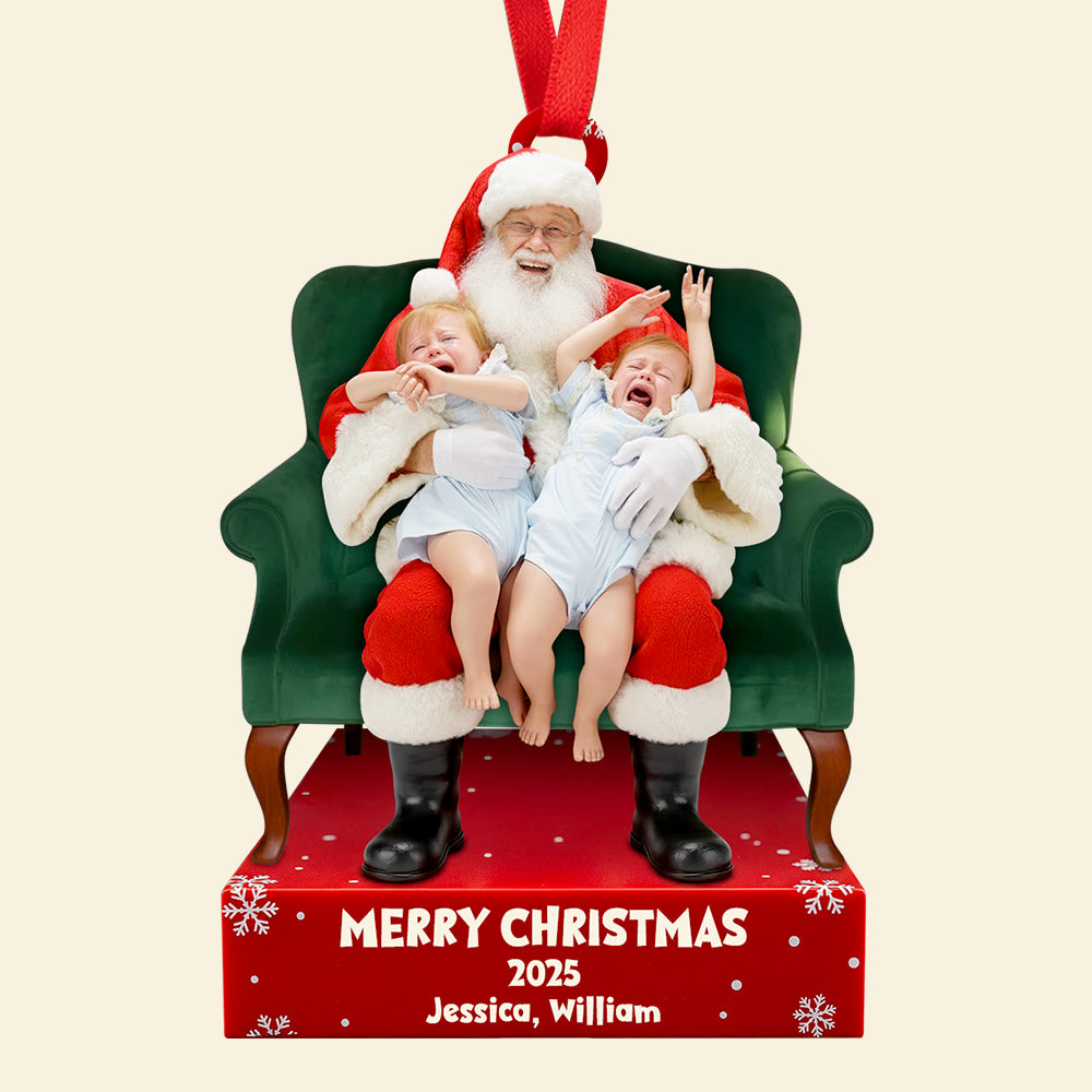 Crying on Santa’s Lap Ornament Custom Photo Christmas Gifts Ornament MagicInPrints