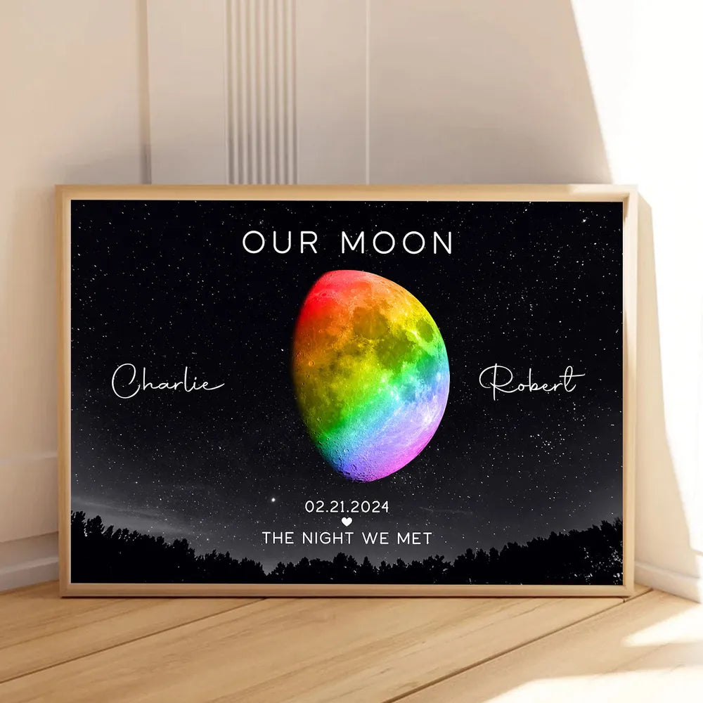 Personalized Moon Phase Canvas Print for Couples - Anniversary Gift Poster or Canvas MagicInPrints