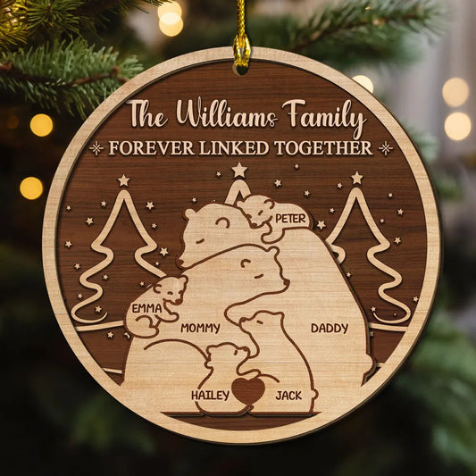 Custom Family Bear Wood Ornament for Christmas - Personalized Holiday Decor Ornament MagicInPrints
