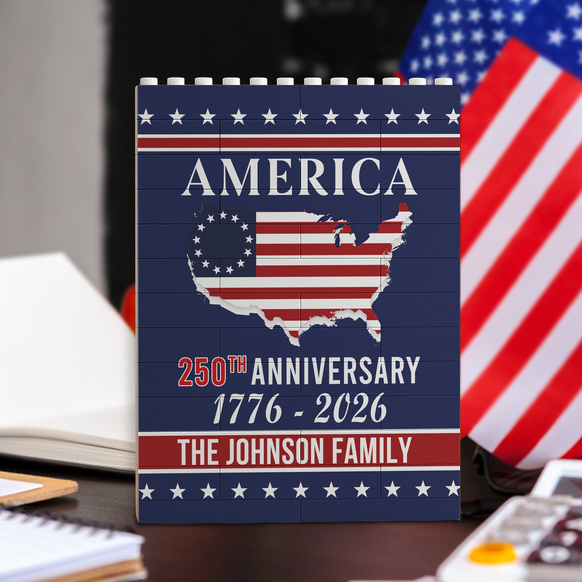 Personalized American Flag Canvas for Families - 250th Anniversary Celebration Plaque MagicInPrints