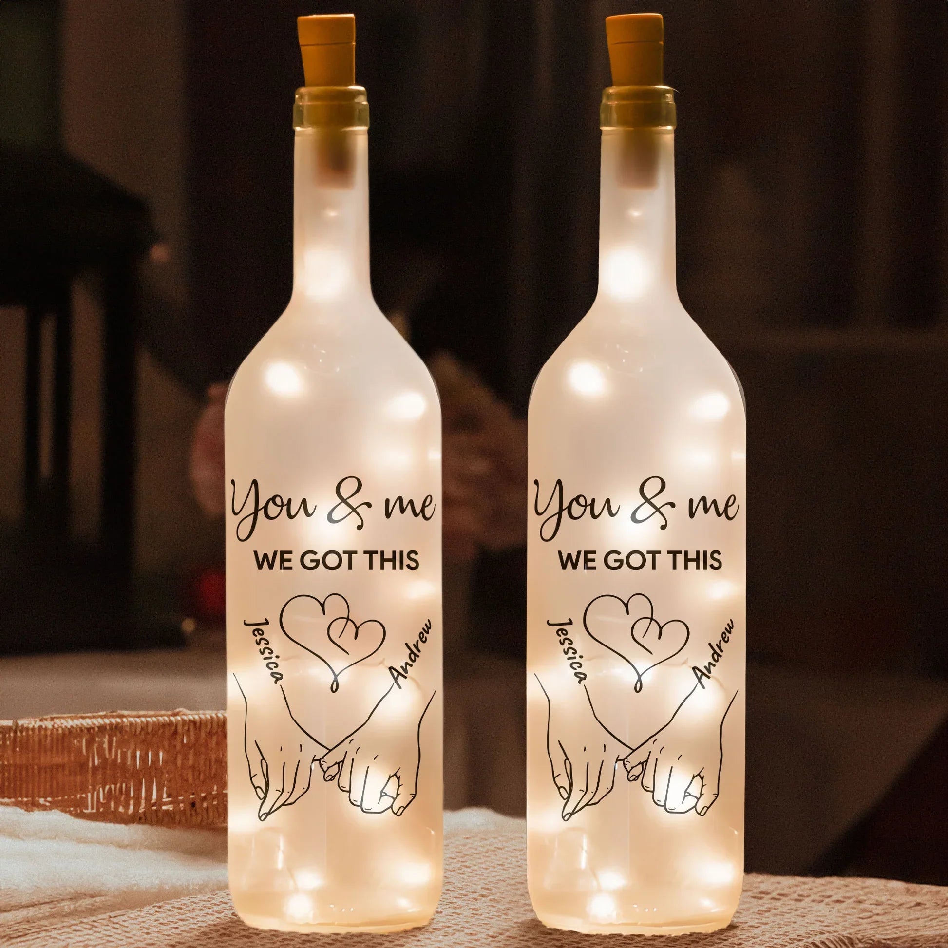 Personalized LED Wine Bottle Lamp for Couples - Romantic Gift Lamp MagicInPrints