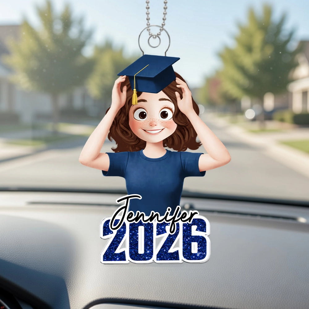Custom Graduation Car Ornament for Graduates - Class of 2026 Car Hanger MagicInPrints
