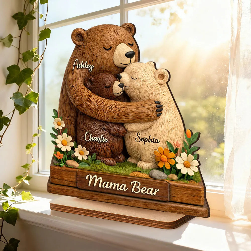 Personalized Mama Bear Family Figurine for Mother's Day - Custom Names Plaque MagicInPrints