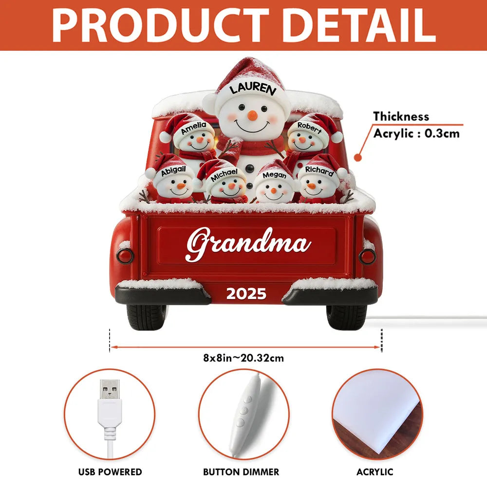 Personalized Snowman Family Ornament for Grandma - Christmas 2025 Decoration Plaque MagicInPrints