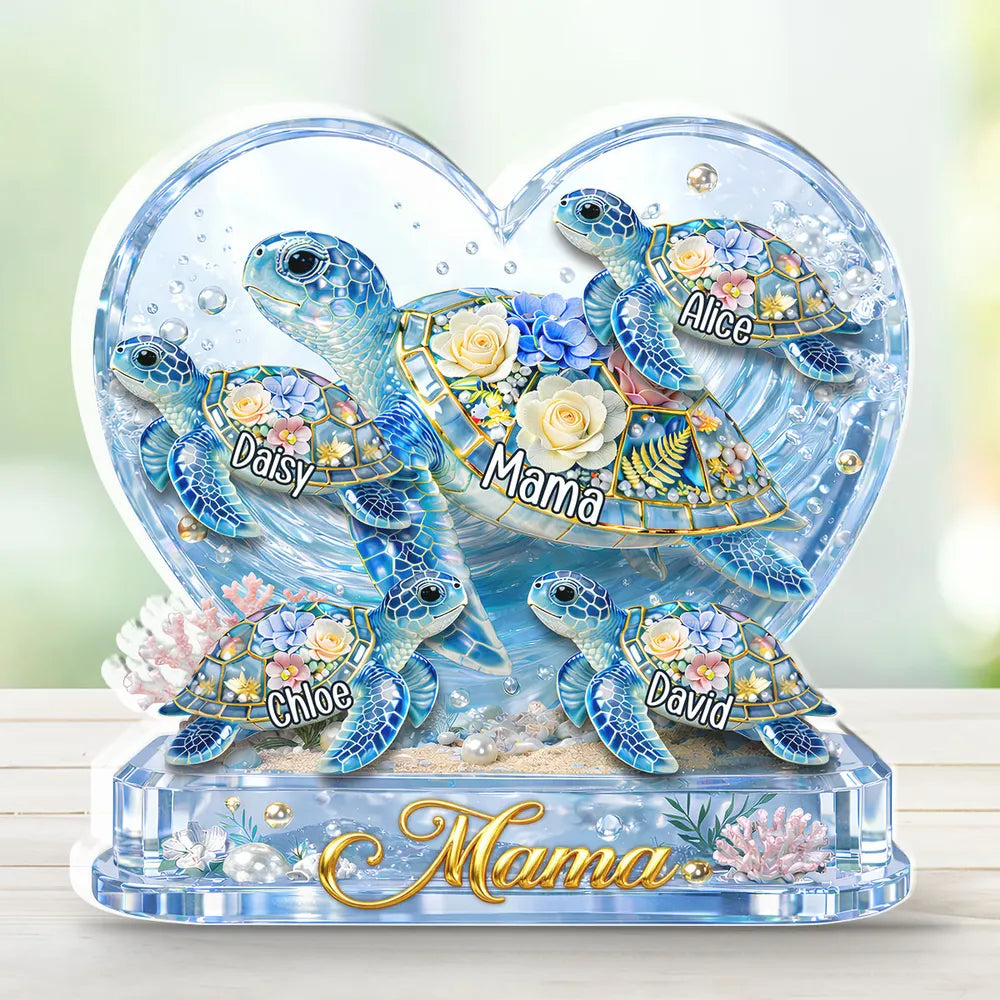 Personalized Turtle Family Crystal Sculpture for Mom - Mother's Day Gift Plaque MagicInPrints